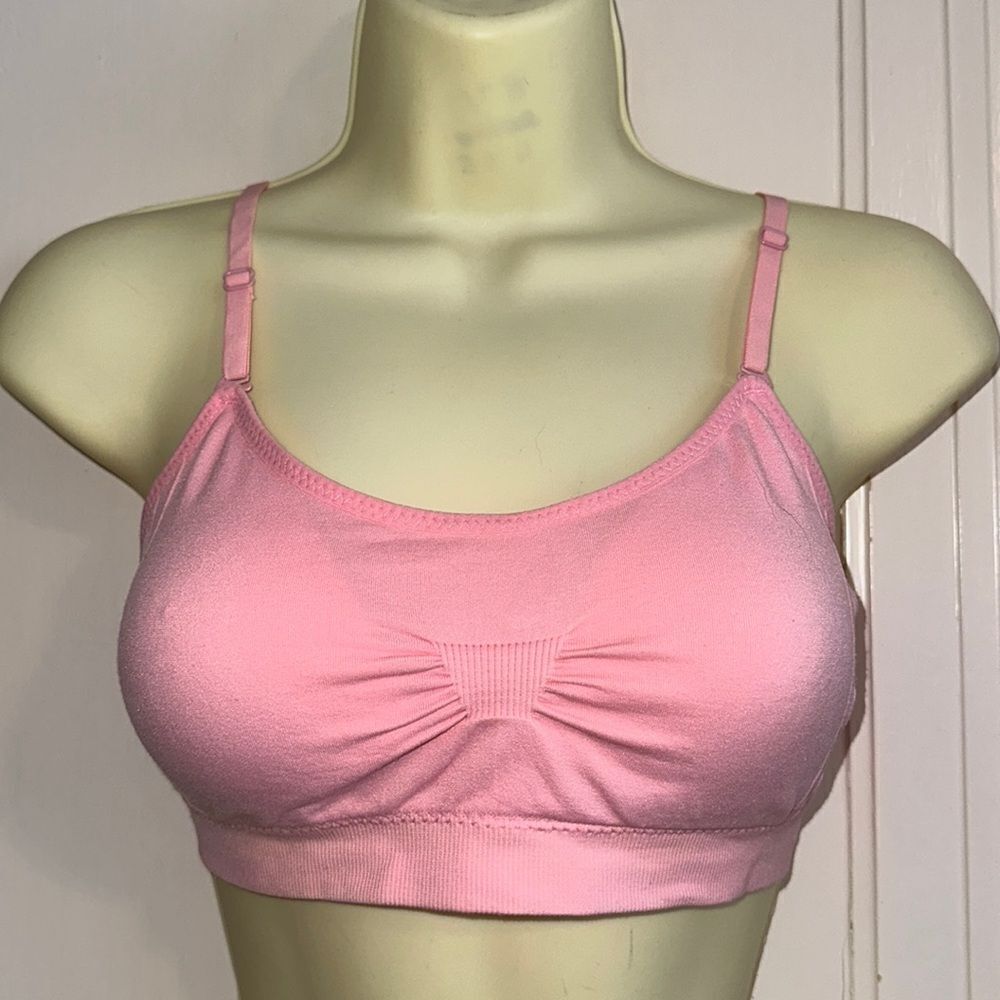 Coobie pink one size nylon/spandex bralette with removable‎ pads Style #9012